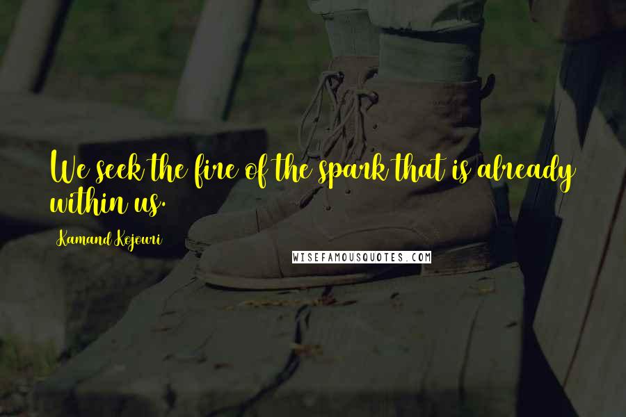 Kamand Kojouri quotes: We seek the fire of the spark that is already within us.