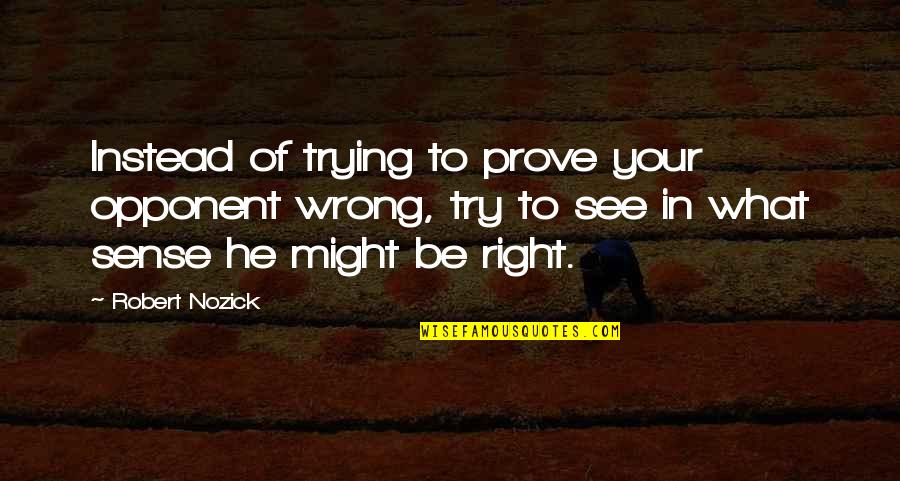 Kambere Nawe Quotes By Robert Nozick: Instead of trying to prove your opponent wrong,