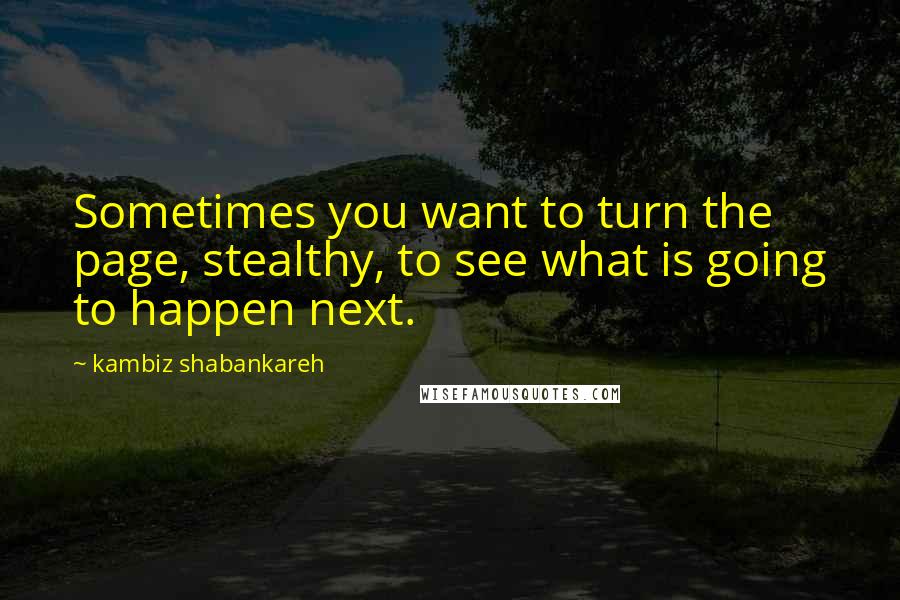 Kambiz Shabankareh quotes: Sometimes you want to turn the page, stealthy, to see what is going to happen next.