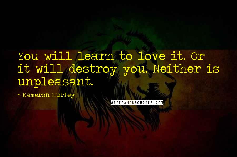 Kameron Hurley quotes: You will learn to love it. Or it will destroy you. Neither is unpleasant.