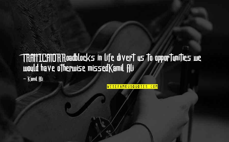 Kamiltheauthor Quotes By Kamil Ali: TRAFFICATORRoadblocks in life divert us to opportunities we Kamiltheauthor Quotes By Kamil Ali: TRAFFICATORRoadblocks in life divert us to opportunities we