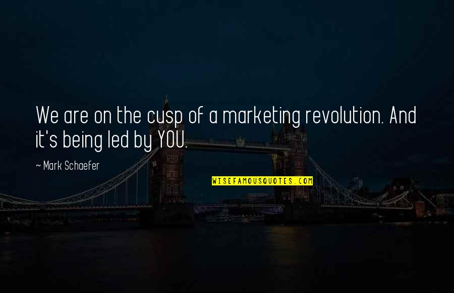 Kaminskis Wi Quotes By Mark Schaefer: We are on the cusp of a marketing