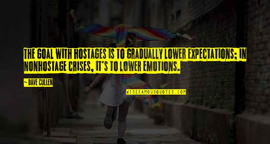 Kampuchea Thmey Quotes By Dave Cullen: The goal with hostages is to gradually lower Kampuchea Thmey Quotes By Dave Cullen: The goal with hostages is to gradually lower