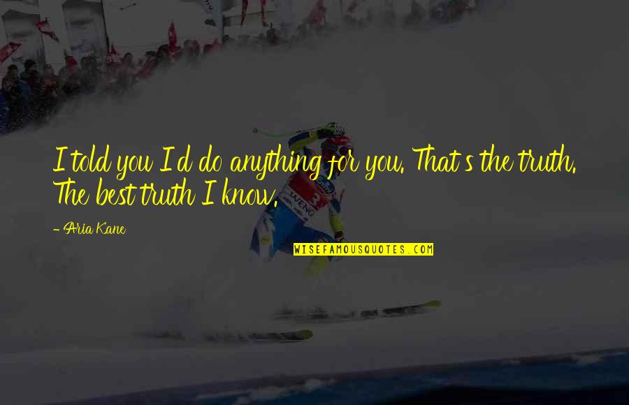 Kane's Quotes By Aria Kane: I told you I'd do anything for you.