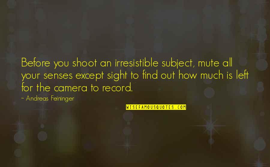 Kanluran In English Quotes By Andreas Feininger: Before you shoot an irresistible subject, mute all