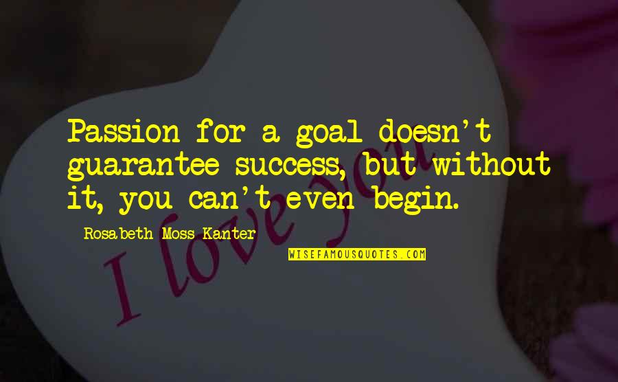 Kanter Quotes By Rosabeth Moss Kanter: Passion for a goal doesn't guarantee success, but Kanter Quotes By Rosabeth Moss Kanter: Passion for a goal doesn't guarantee success, but