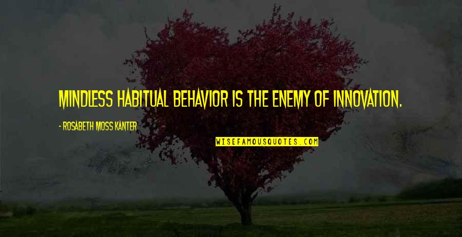 Kanter Quotes By Rosabeth Moss Kanter: Mindless habitual behavior is the enemy of innovation.