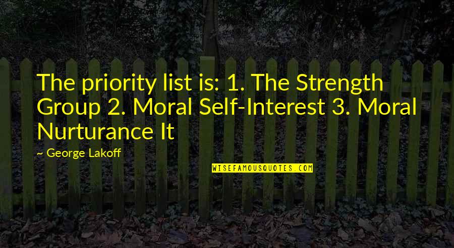 Kantian Moral Theory Quotes By George Lakoff: The priority list is: 1. The Strength Group