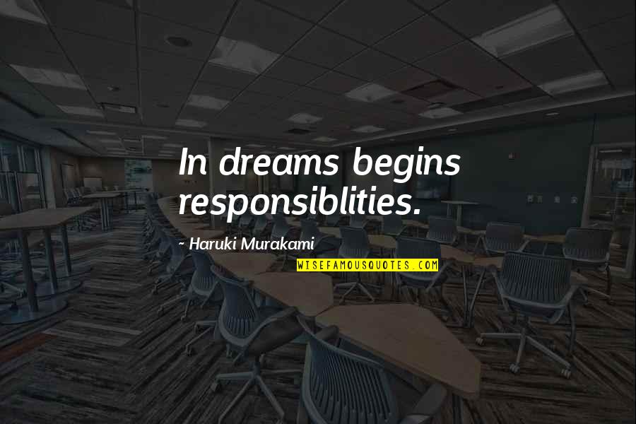 Kanzler Construction Quotes By Haruki Murakami: In dreams begins responsiblities.
