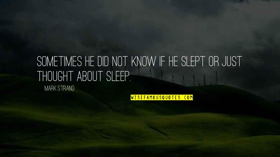 Kao Kalia Yang Quotes By Mark Strand: Sometimes he did not know if he slept