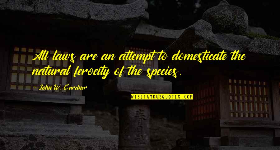 Kapanmak Quotes By John W. Gardner: All laws are an attempt to domesticate the