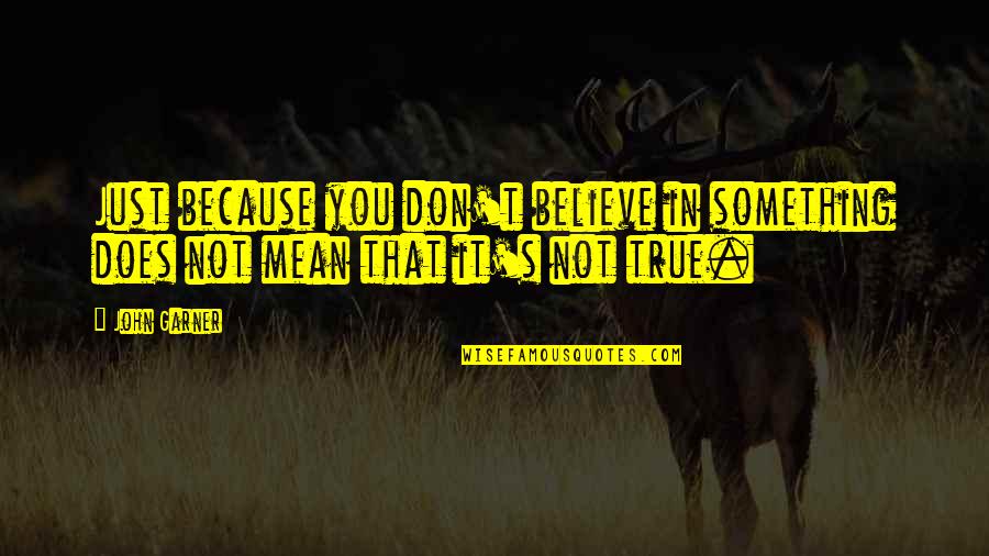 Kapari Santorini Quotes By John Garner: Just because you don't believe in something does