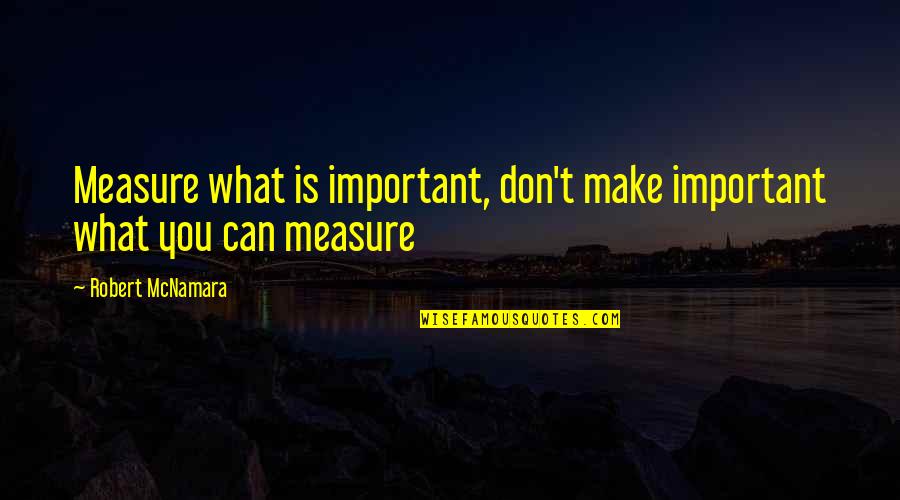 Kapnick Orchard Quotes By Robert McNamara: Measure what is important, don't make important what