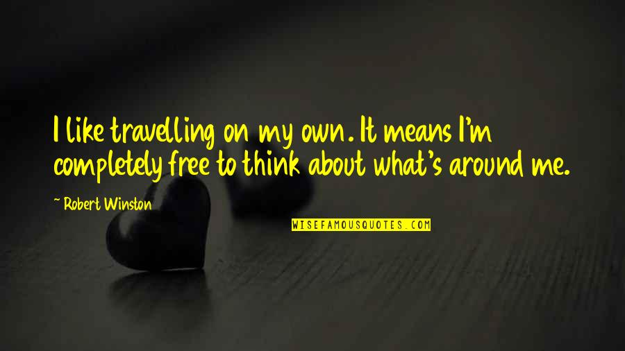 Karachi Quotes By Robert Winston: I like travelling on my own. It means