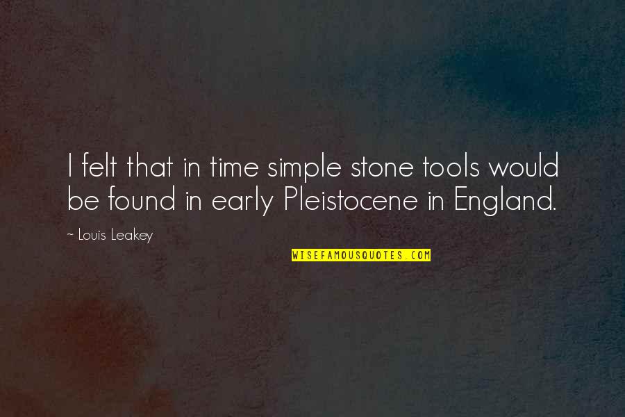 Karahmet Lana Quotes By Louis Leakey: I felt that in time simple stone tools