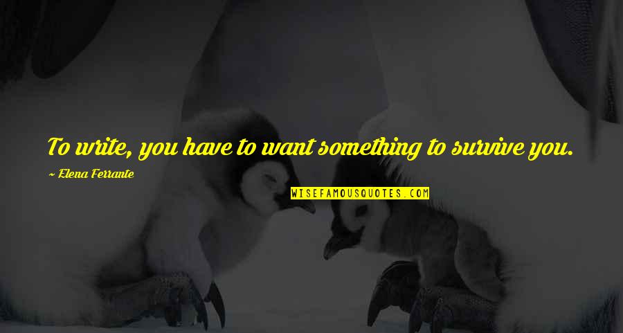 Karamani Recipes Quotes By Elena Ferrante: To write, you have to want something to Karamani Recipes Quotes By Elena Ferrante: To write, you have to want something to