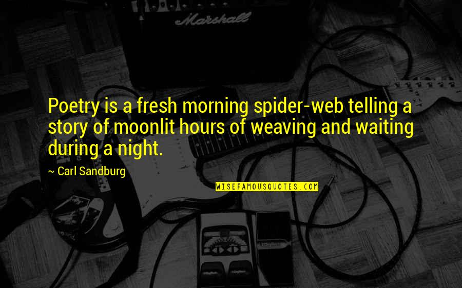 Karams Menu Quotes By Carl Sandburg: Poetry is a fresh morning spider-web telling a