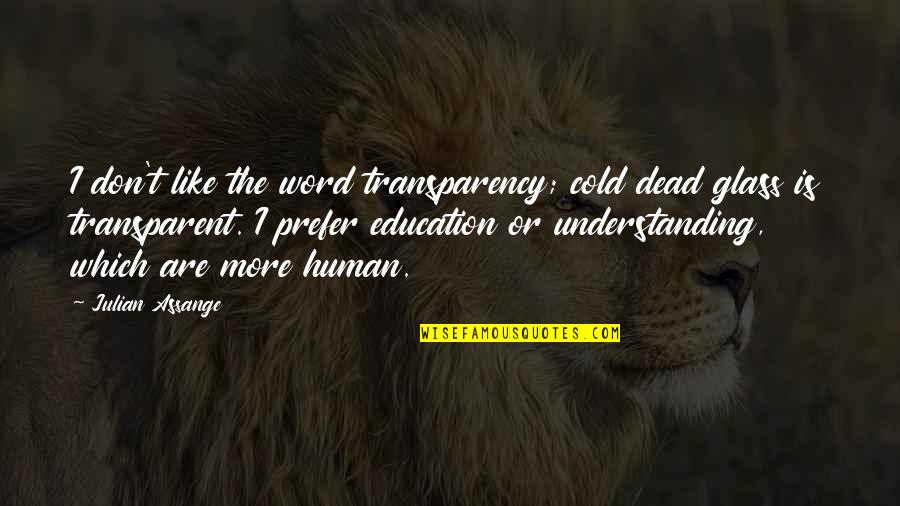 Karasawa Miho Quotes By Julian Assange: I don't like the word transparency; cold dead Karasawa Miho Quotes By Julian Assange: I don't like the word transparency; cold dead