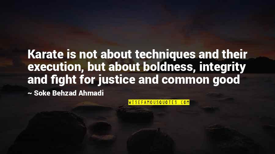 Karate Quotes By Soke Behzad Ahmadi: Karate is not about techniques and their execution,