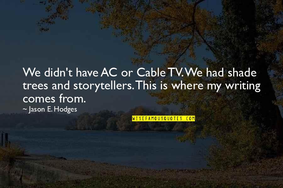 Karates Filmek Quotes By Jason E. Hodges: We didn't have AC or Cable TV. We