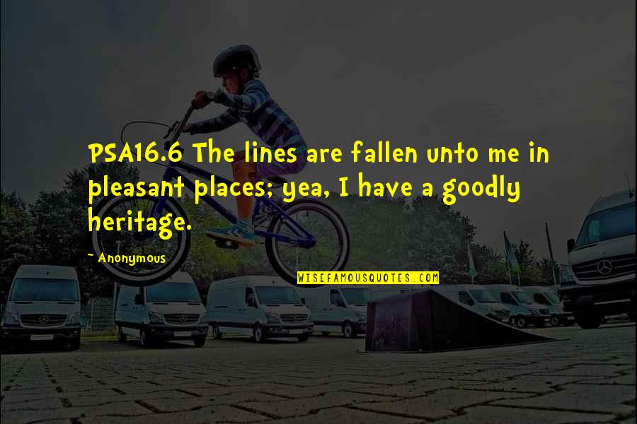 Karbala Muharram Quotes By Anonymous: PSA16.6 The lines are fallen unto me in