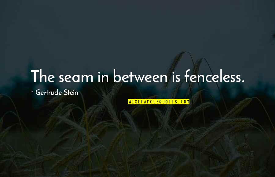 Kardakos Quotes By Gertrude Stein: The seam in between is fenceless.