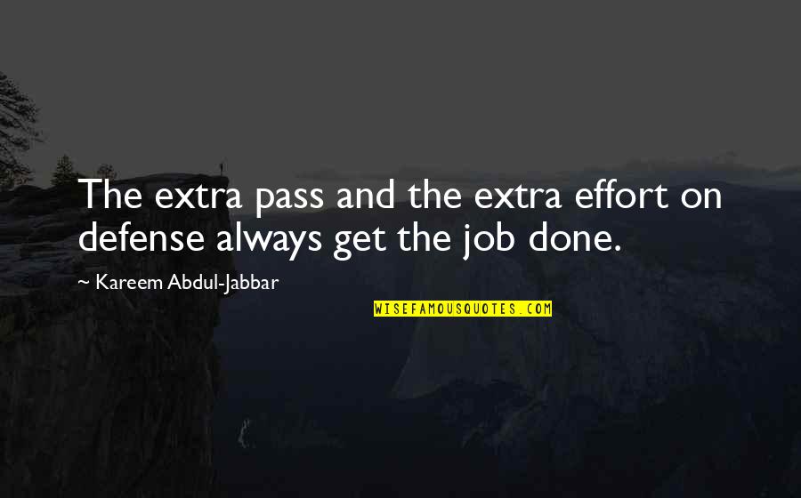 Kareem's Quotes By Kareem Abdul-Jabbar: The extra pass and the extra effort on