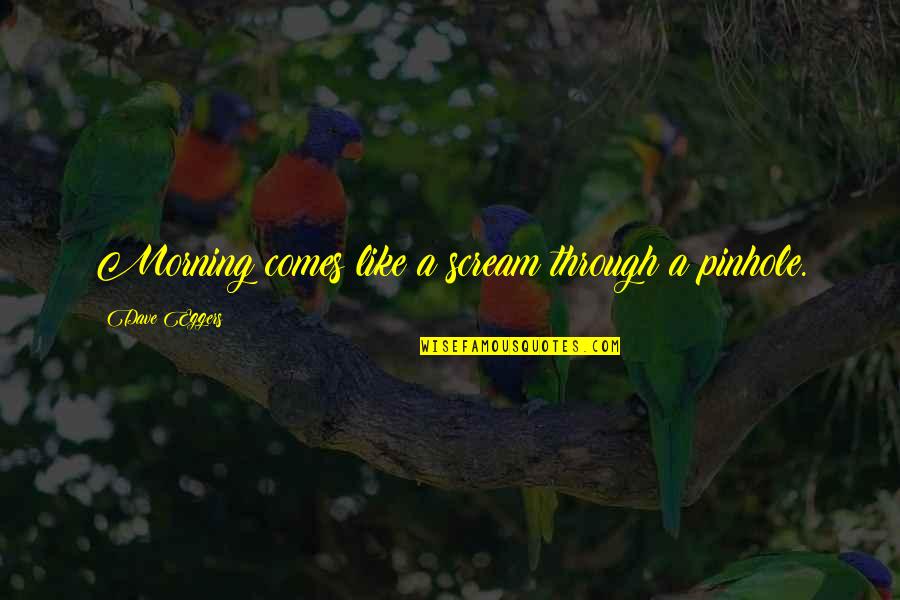 Karel Vrolijk Quote Quotes By Dave Eggers: Morning comes like a scream through a pinhole. Karel Vrolijk Quote Quotes By Dave Eggers: Morning comes like a scream through a pinhole.