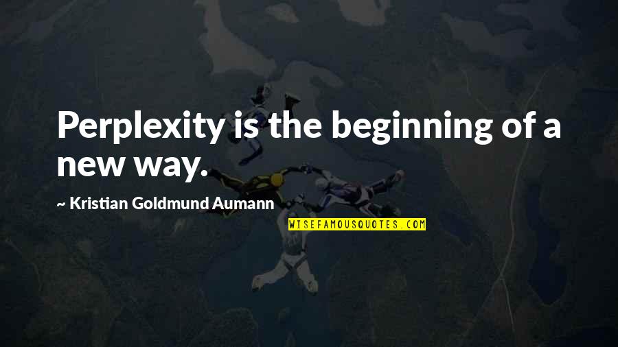 Karen Mcdougal Quotes By Kristian Goldmund Aumann: Perplexity is the beginning of a new way.