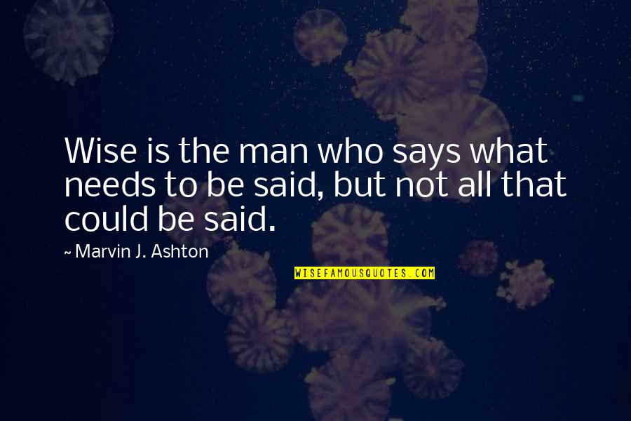 Karera Quotes By Marvin J. Ashton: Wise is the man who says what needs