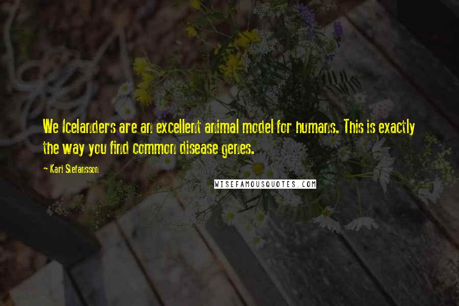 Kari Stefansson quotes: We Icelanders are an excellent animal model for humans. This is exactly the way you find common disease genes.