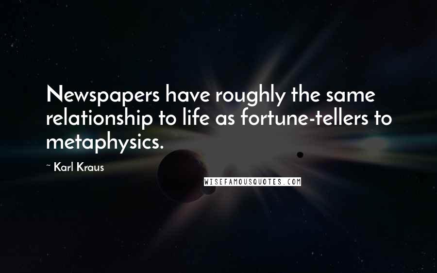 Karl Kraus quotes: Newspapers have roughly the same relationship to life as fortune-tellers to metaphysics.