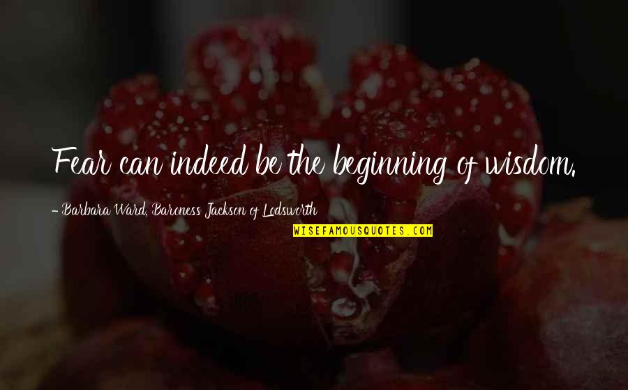 Karl Lagerfeld Quote Quotes By Barbara Ward, Baroness Jackson Of Lodsworth: Fear can indeed be the beginning of wisdom.