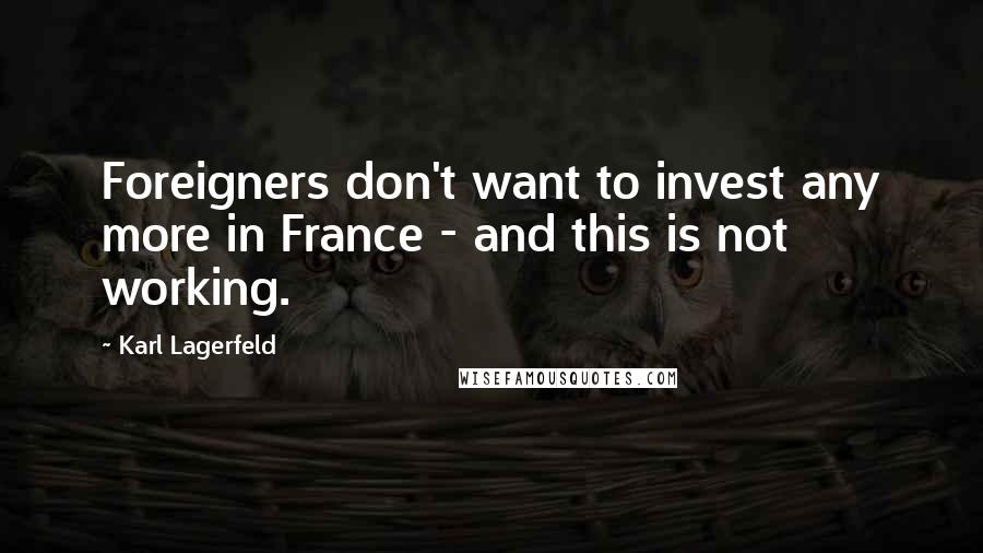 Karl Lagerfeld quotes: Foreigners don't want to invest any more in France - and this is not working.