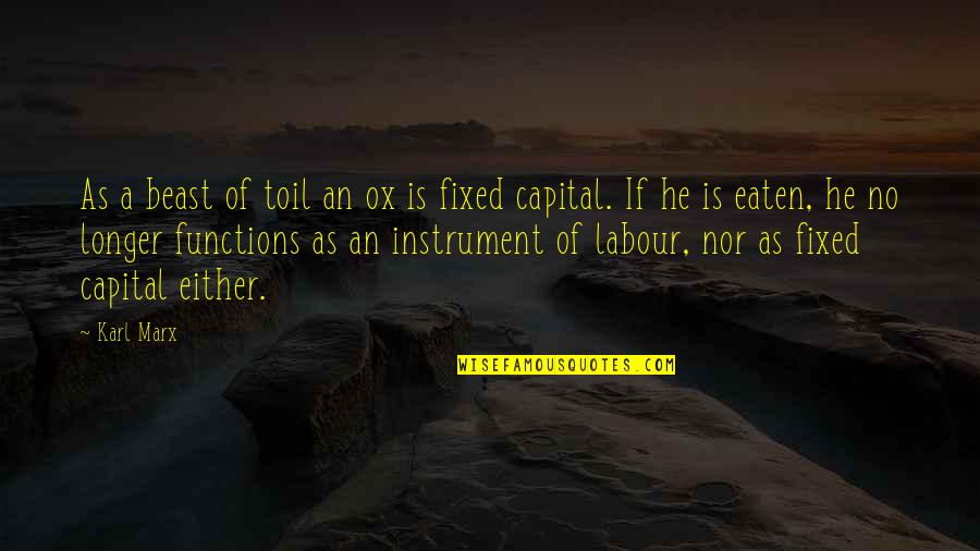 Karl Marx Capital Quotes By Karl Marx: As a beast of toil an ox is