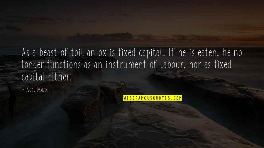 Karl Marx Labour Quotes By Karl Marx: As a beast of toil an ox is