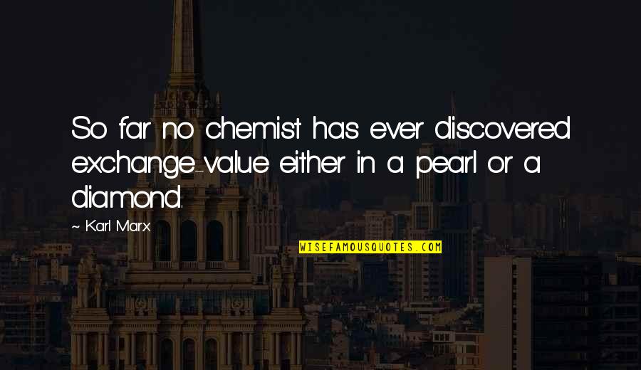 Karl Marx Quotes By Karl Marx: So far no chemist has ever discovered exchange-value