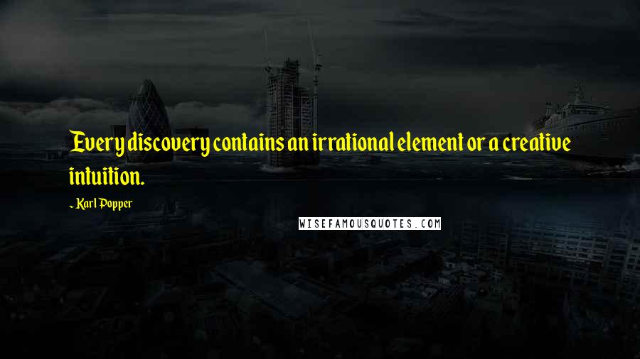 Karl Popper quotes: Every discovery contains an irrational element or a creative intuition. Karl Popper quotes: Every discovery contains an irrational element or a creative intuition.