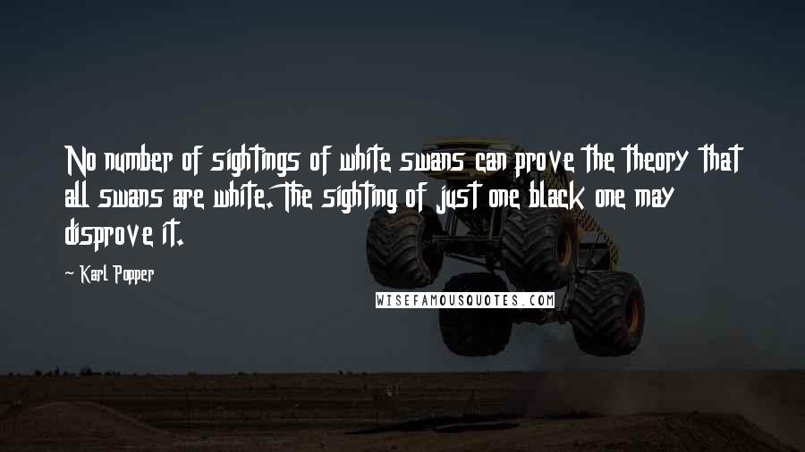 Karl Popper quotes: No number of sightings of white swans can prove the theory that all swans are white. The sighting of just one black one may disprove it.