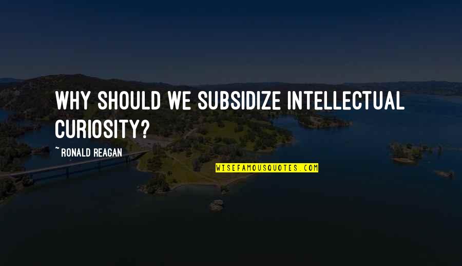 Karl Wallenda Quotes By Ronald Reagan: Why should we subsidize intellectual curiosity?