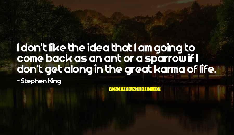 Karma And Life Quotes By Stephen King: I don't like the idea that I am
