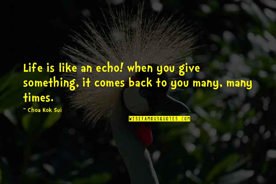 Karma In Life Quotes By Choa Kok Sui: Life is like an echo! when you give