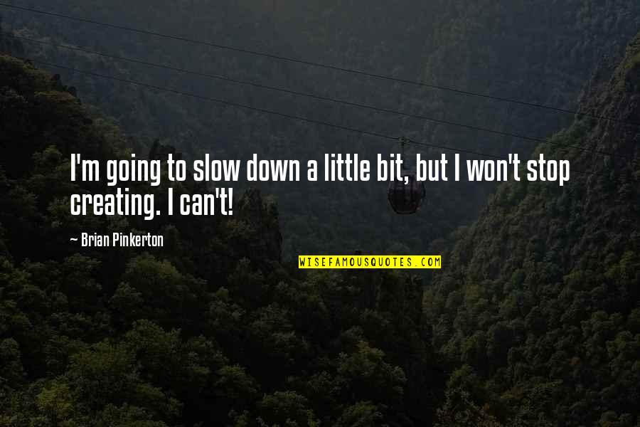 Karma What Goes Around Quotes By Brian Pinkerton: I'm going to slow down a little bit,