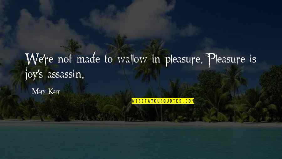 Karr Quotes By Mary Karr: We're not made to wallow in pleasure. Pleasure