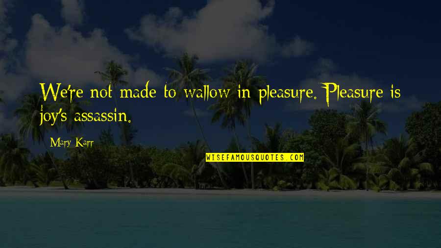 Karr's Quotes By Mary Karr: We're not made to wallow in pleasure. Pleasure