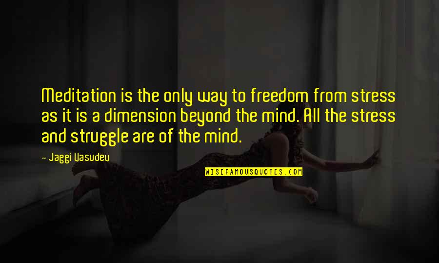 Karstark Quotes By Jaggi Vasudev: Meditation is the only way to freedom from