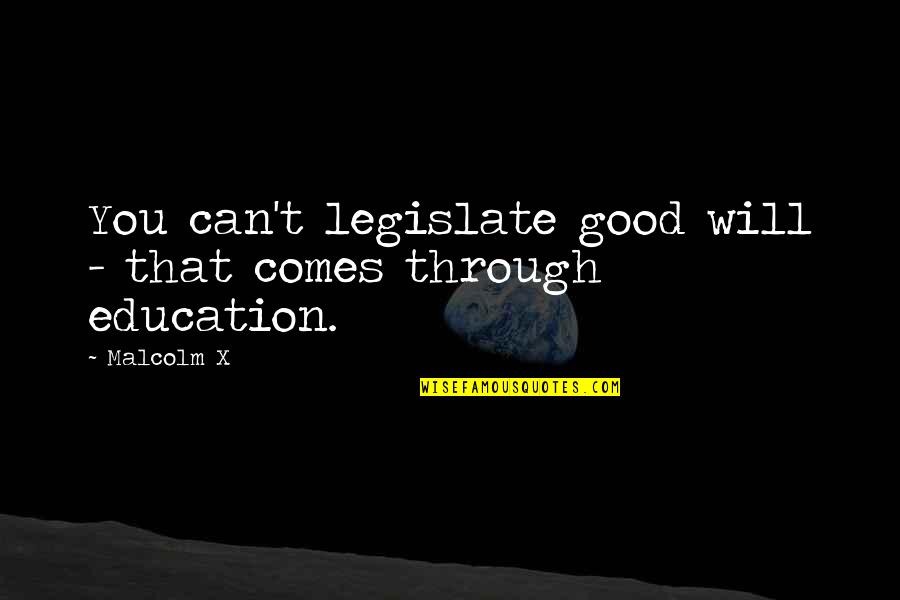 Kartilya Ng Katipunan Quotes By Malcolm X: You can't legislate good will - that comes