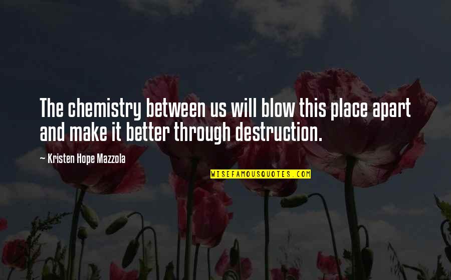 Karz Full Quotes By Kristen Hope Mazzola: The chemistry between us will blow this place Karz Full Quotes By Kristen Hope Mazzola: The chemistry between us will blow this place