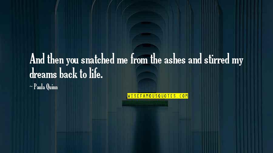 Kashirinkatoki Quotes By Paula Quinn: And then you snatched me from the ashes