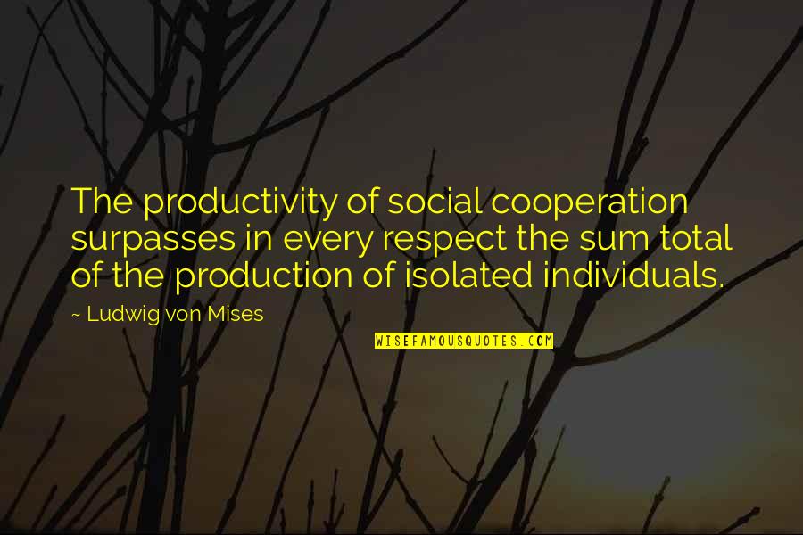 Kasikorn Cyber Quotes By Ludwig Von Mises: The productivity of social cooperation surpasses in every